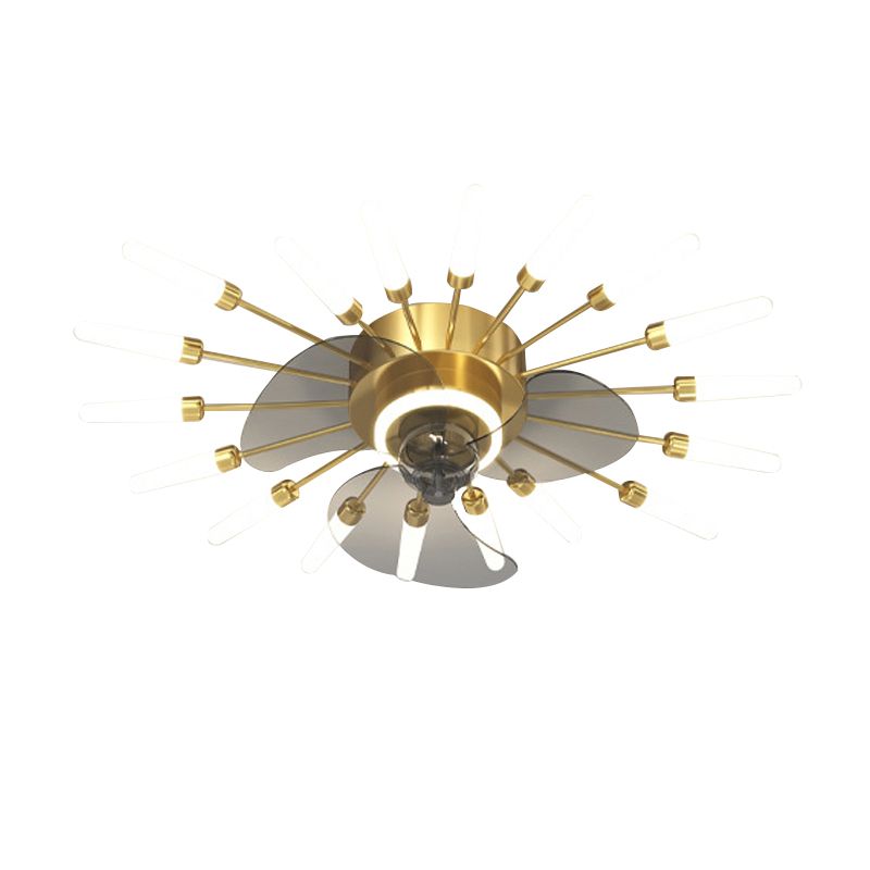 3-Blade Metal Ceiling Fan Modern Black/Golden Fan with Light for Home
