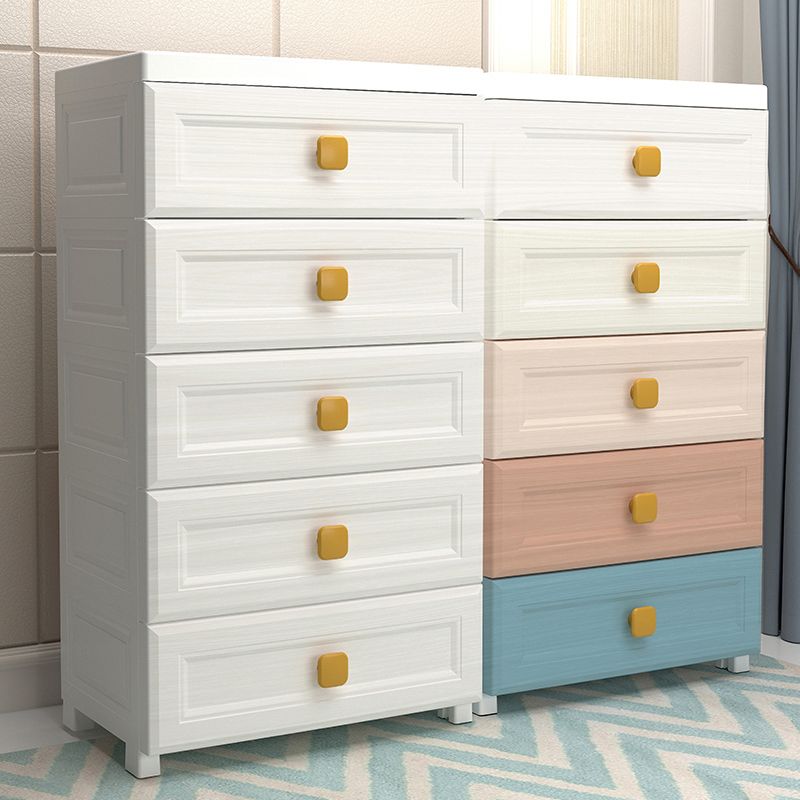 Modern Nursery Dresser Chest Plastic Kids Nightstand with 5/6 Drawers