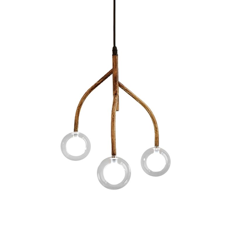 Clear Glass Beige Pendulum Lampe Molekular 3 Lichter Lagerhause Anhänger Kronleuchter mit Rebedesign