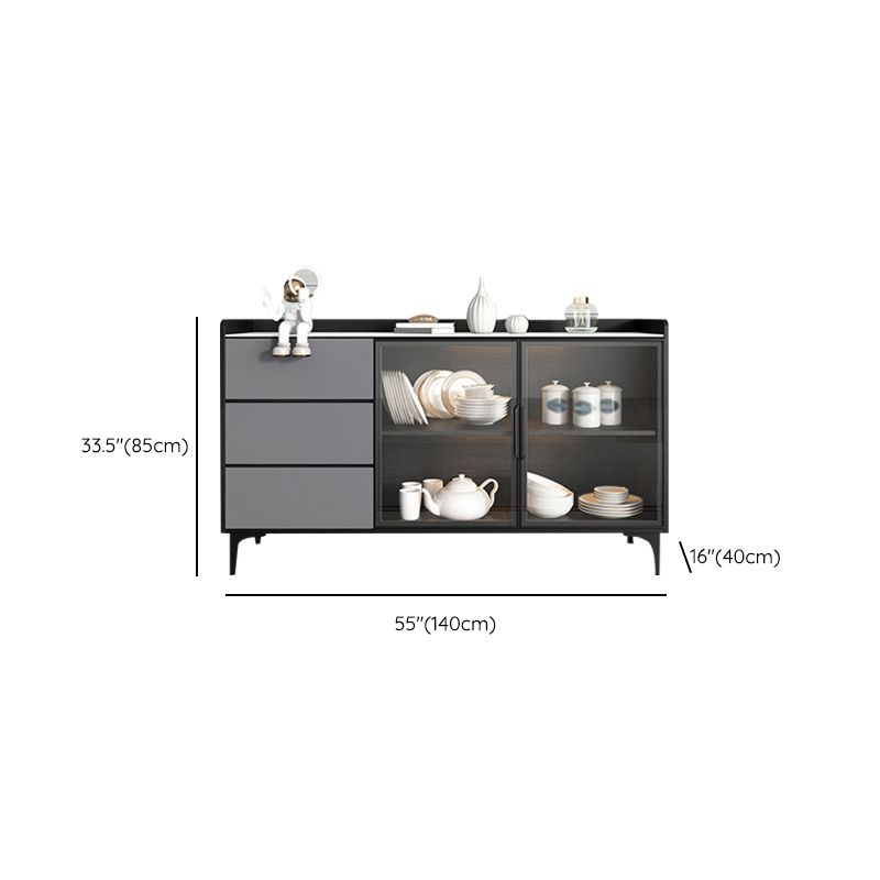 Modern Faux Wood Display Cabinet 3 Drawers Standard Display Stand for Dining Room