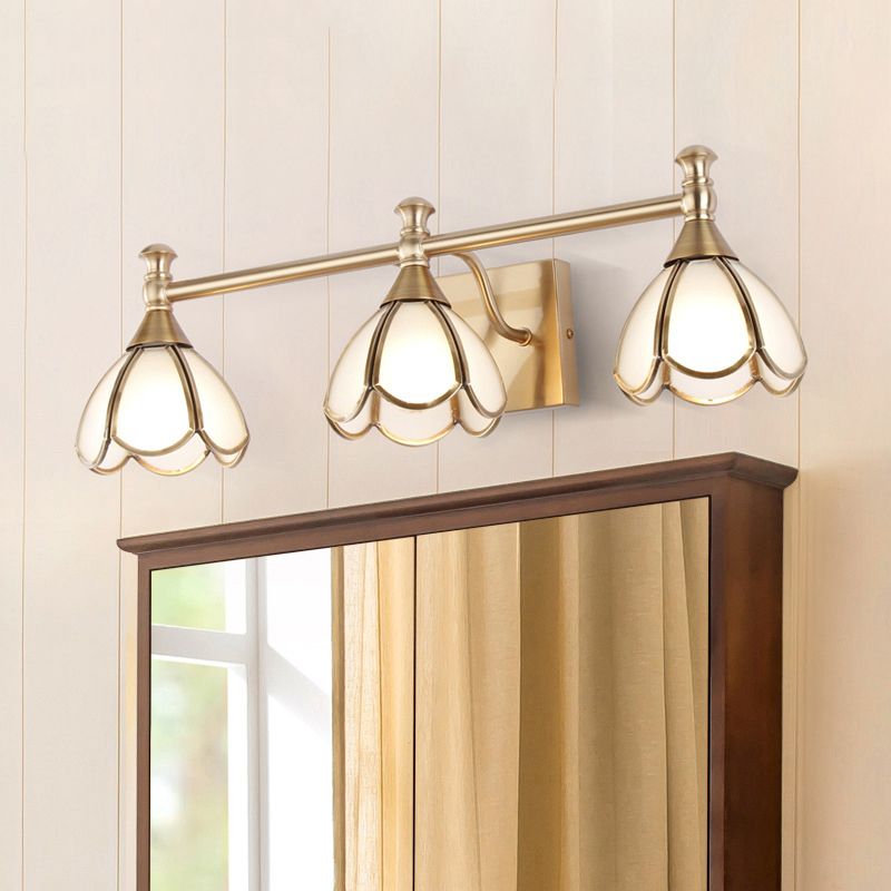 Golden 3-Light Modern Bathroom Vanity Light Shaded Metallic Bath Bar