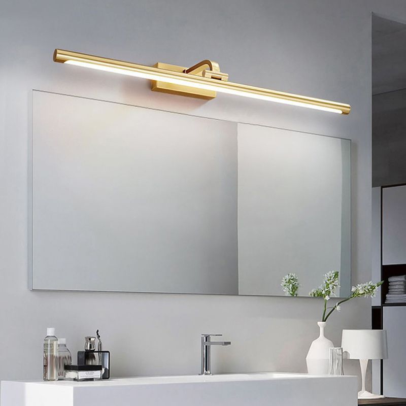 LED Mirror Front Light Modern Gold Vanity Light with Acrylic Shade for Bathroom