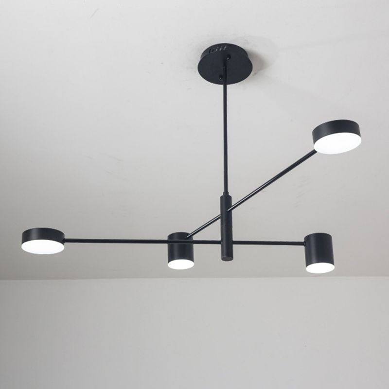 Black Metal Linear suspendu lustre Light Modern Drum Shade LED Plafond Chandelier pour le salon