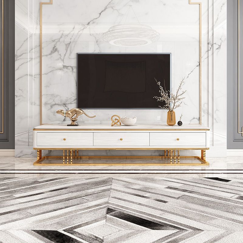 Glam Marble TV Stand Enclosed Storage TV Media Stand for Living Room