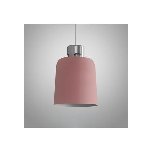 Metal Bucket Shade Hanging Light Single Light Nordic Pendant Lighting in Blue/Green/Pink for Restaurant Dining Room