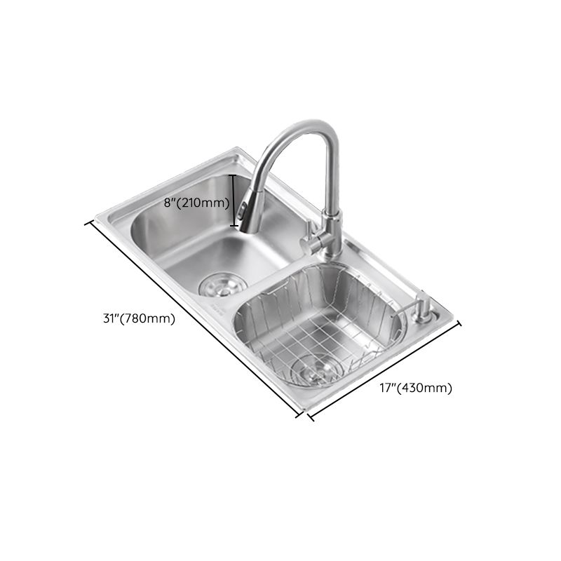 Dirt Resistant Kitchen Double Sink Stainless Steel Drop-In Kitchen Sink