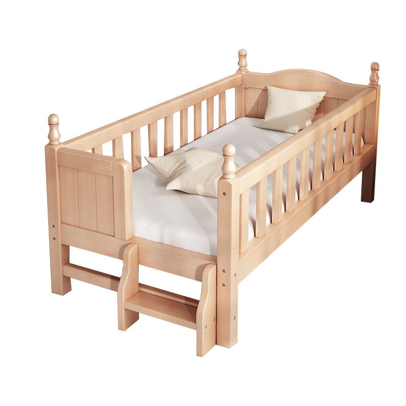 Traditional Solid Wood Nursery Bed Natural Baby Crib with Guardrail