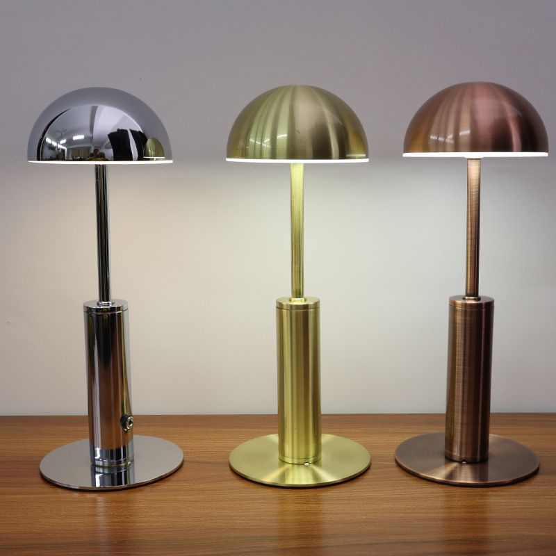 Dome Table Lamp Mid Century Metal 1 Light Night Table Lamps for Bedroom