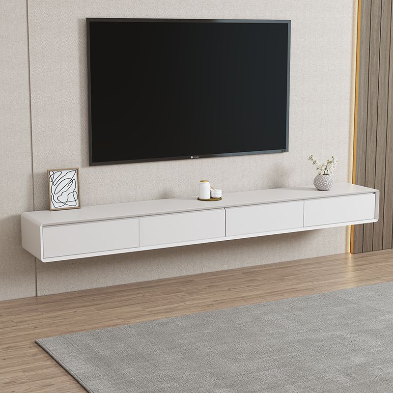 Modern White TV Console Wall Mounted Wood Media Console with Drawers