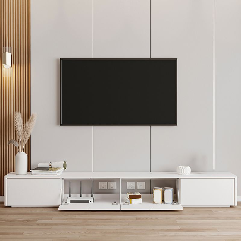 Engineered Wood TV Console Contemporary White Media Console  with Drawers