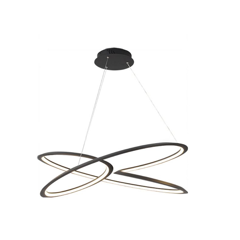 Twisting Pendant Lighting Fixture modern Metal Single Light Chandelier Lampe en noir