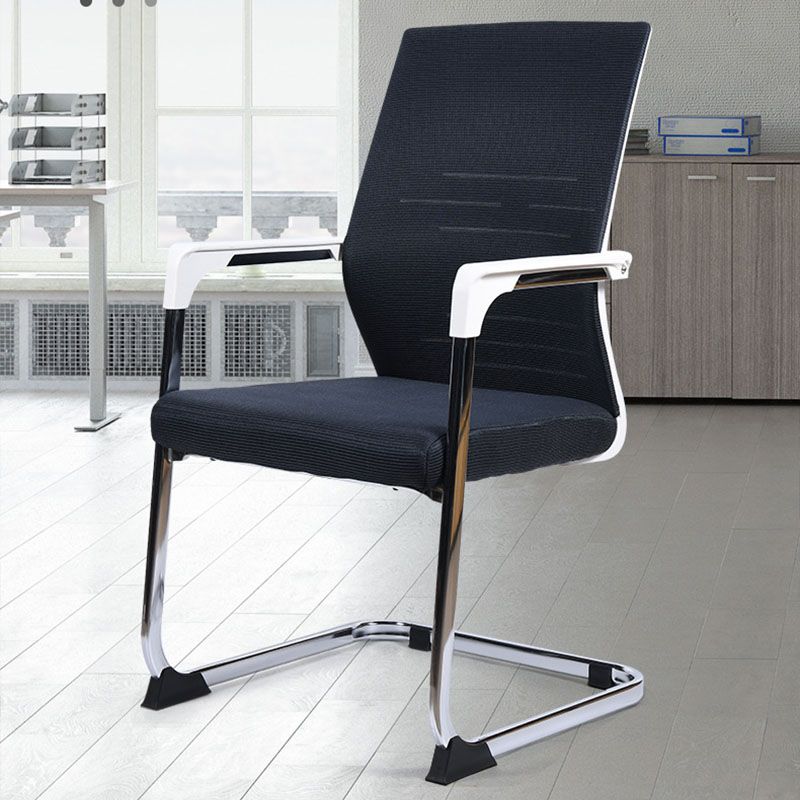 Modern Fixed Arms Office Chair Steel Lumbar Support Desk Chair