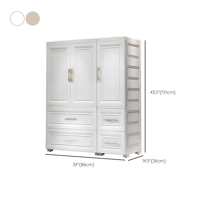 Contemporary Style Kid's Wardrobe Plastic Kids Closet with Drawers for Bedroom