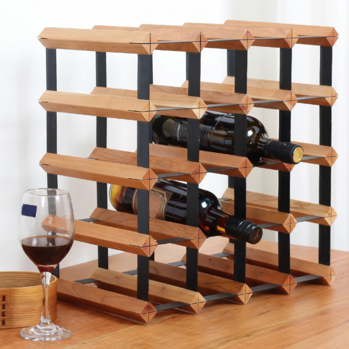 Tabletop Wine Rack Solid Wood Wine Bottle Rack for Living Room