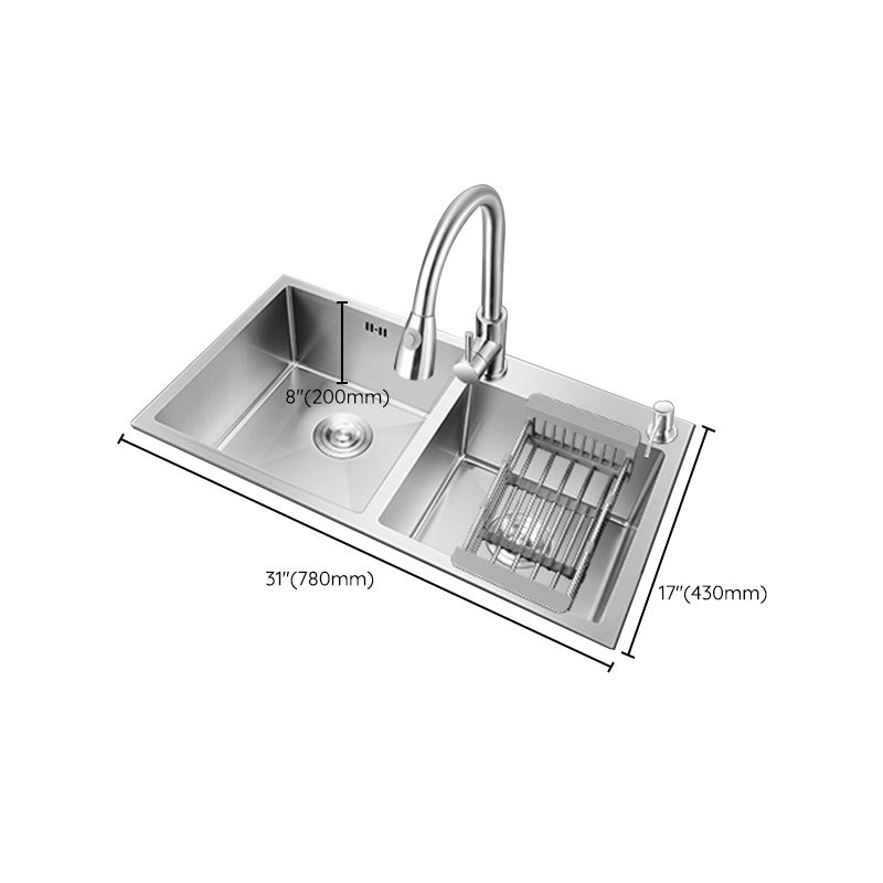 Classic Kitchen Sink Stainless Steel Corrosion Resistant Kitchen Sink with Basket Strainer