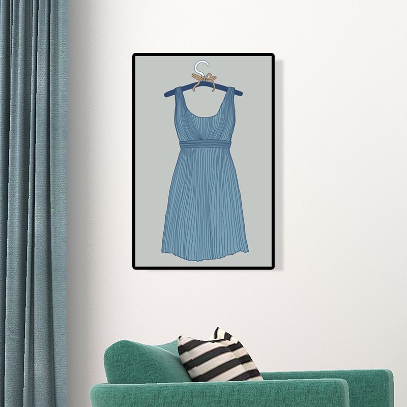 Fashion Dress Art Print Victorian Canvas Wall Decor in Blue for Bedroom, Multiple Sizes