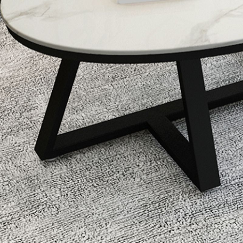 Faux Marble and Stone Coffee Table Cross Legs Cocktail Table