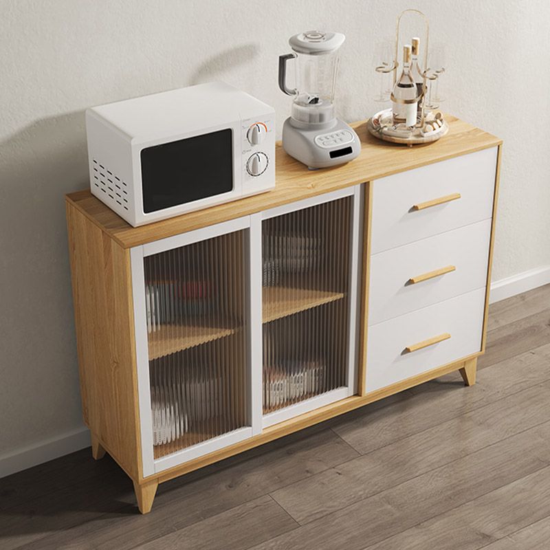 Modern Style Sideboard Engineered Wood Sideboard with Glass Door