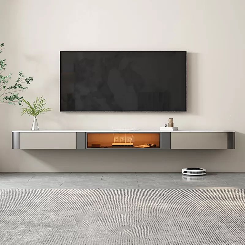 Stone TV Media Stand Contemporary TV Stand Console with Drawers