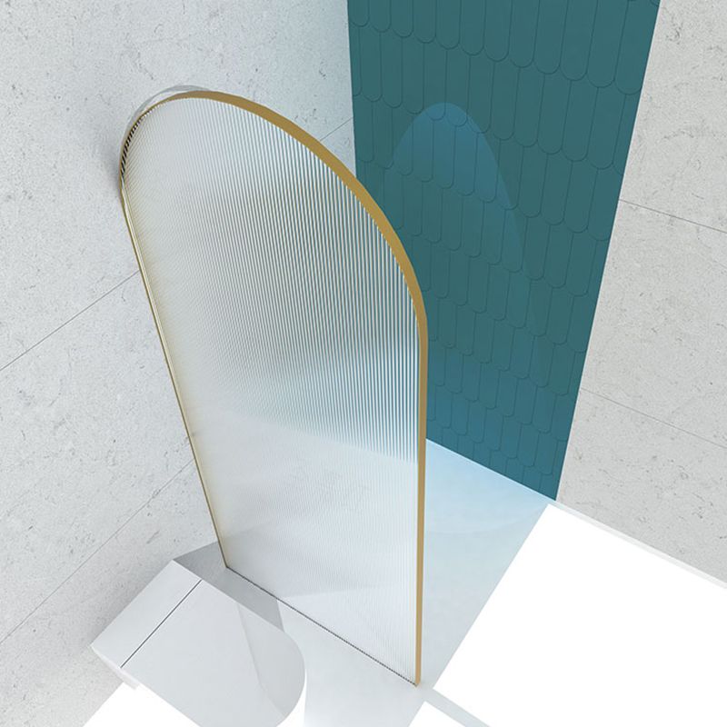 Metal Shower Door in Gold Finish, Tempered Single Fixed Framed Shower Bath Door