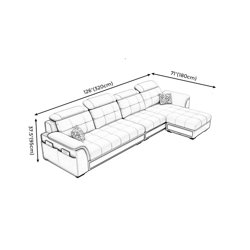 Modern Pillow Back Cushions Sectional 4-Seater Sofa with Storage