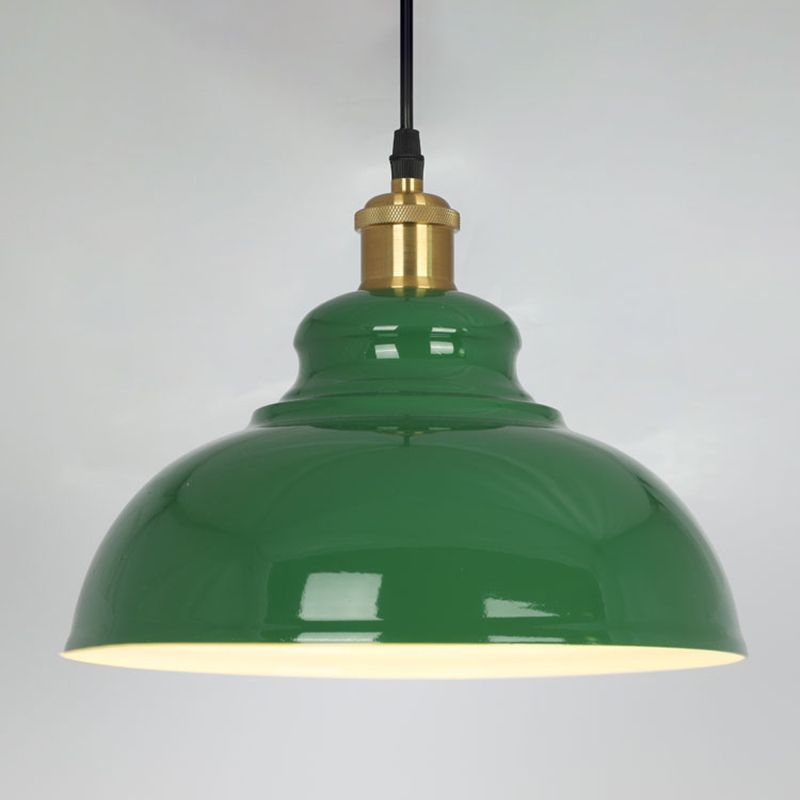 1-Light Industrial Pendant Lighting Fixtures Green Wrought Iron Ceiling Pendant