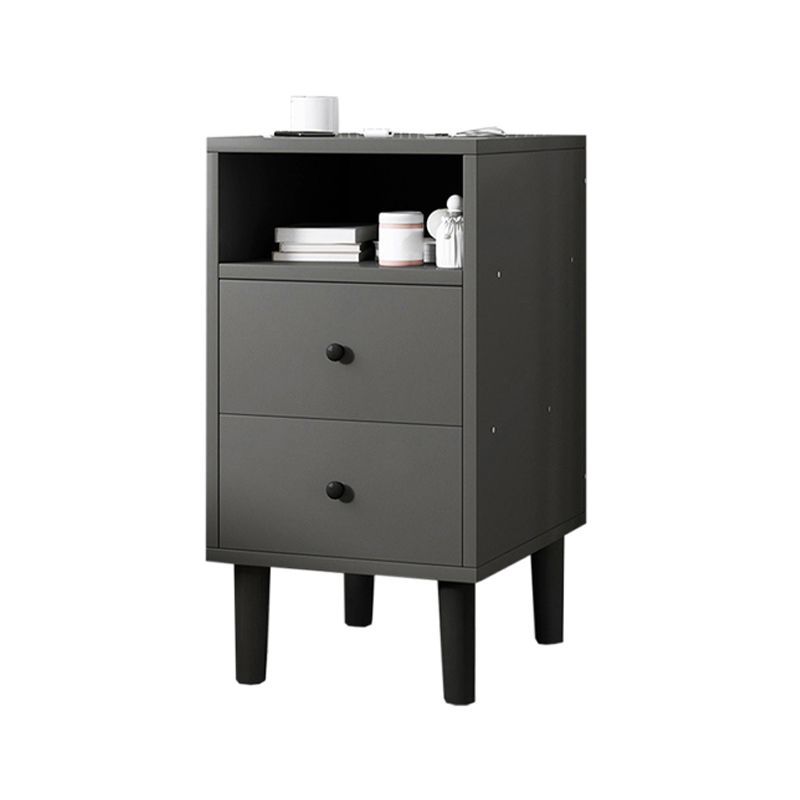 2 Drawers Modern Nightstand Open Storage Night Table with 1 Shelf ,22.8" Tall