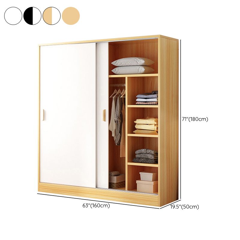 Manufactured Wood Kids Closet Modern Cloth Rod Included Wardrobe Closet with Shelves