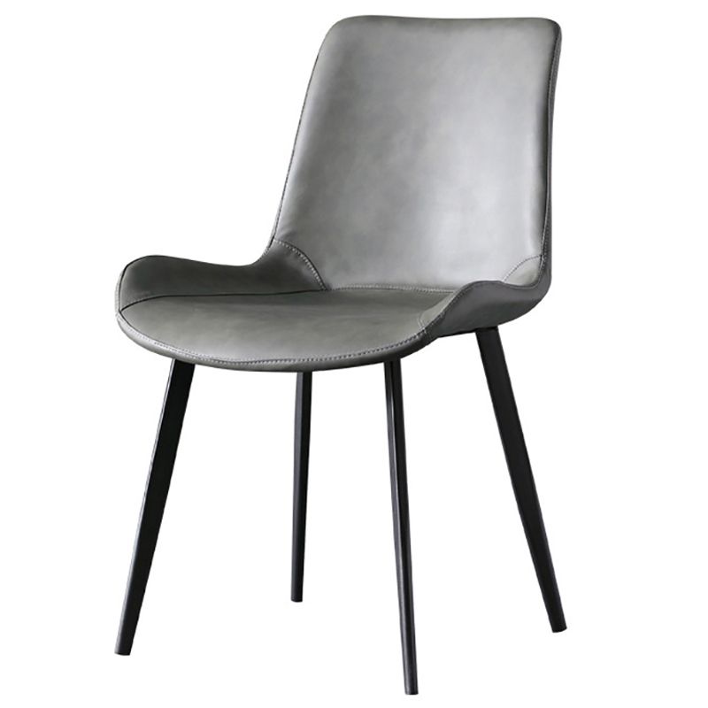 Contemporary Armless Solid Back Chair for Home Leather Dining Side Chairs