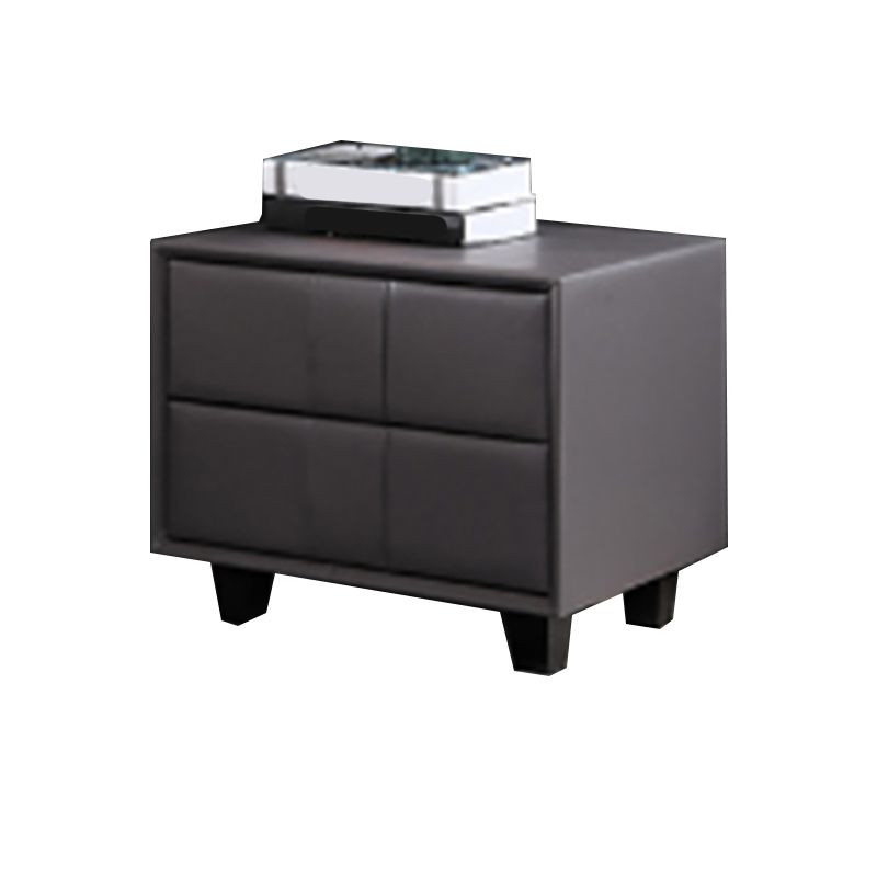 Faux Leather Bed Nightstand 2-drawer Accent Table Nightstand for Bedroom