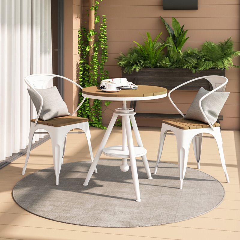 Modern Round Adjustable Height Patio Table Iron Frame Rust Resistant Patio Table