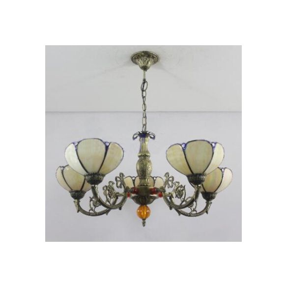 5 lumières Bowl Chandelier Lightture Country Taching Taching Prendant Chandelier For Living Room