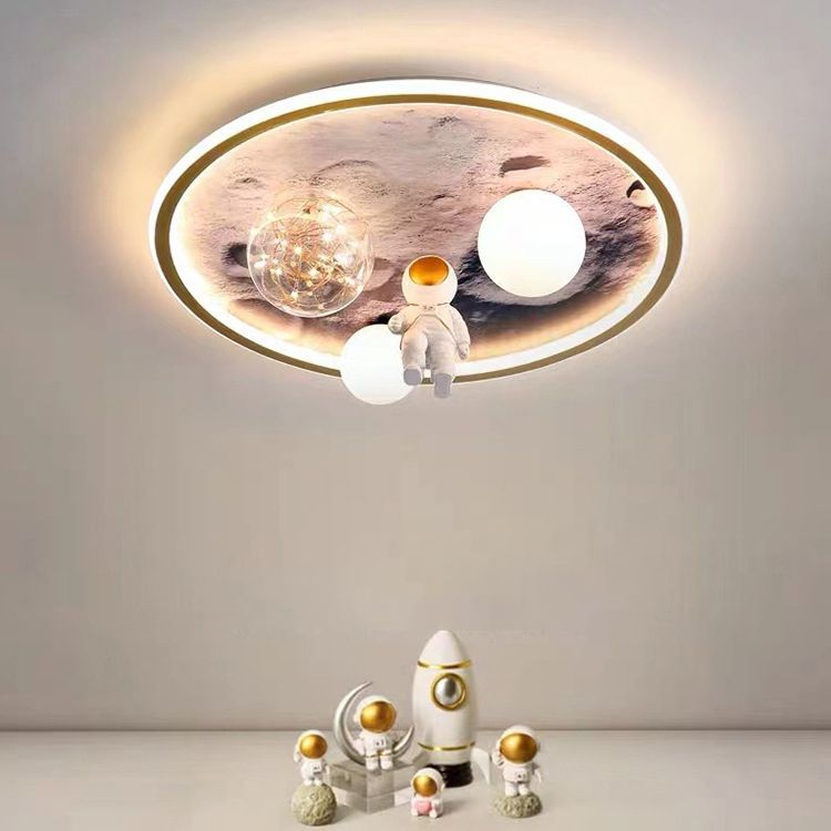 LED Modern Metal Flush Mount Ball Shape Ceiling Light with Acrylic Shade for Living Room