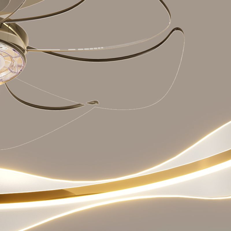 Modern LED Round Ceiling Fan Metal in Gold Finish Fan Light Fixture