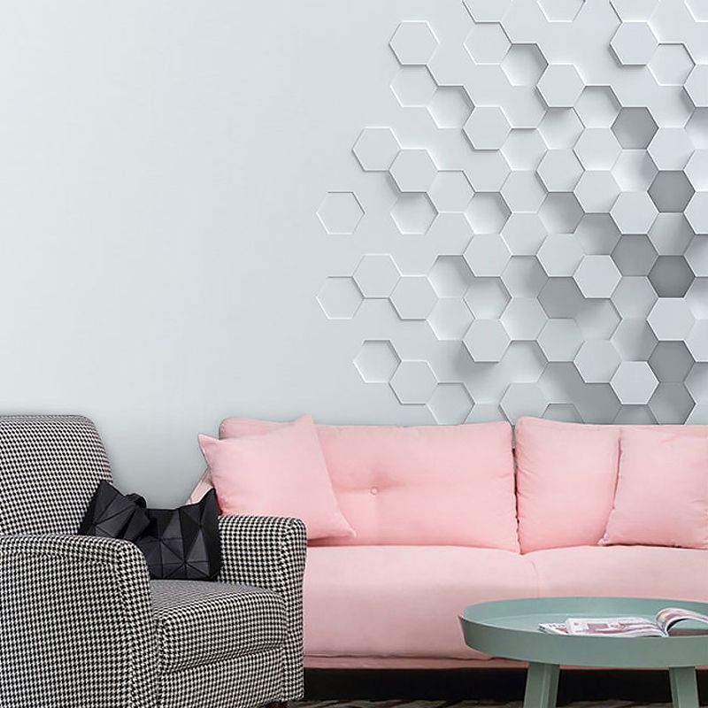 Original Grey 3D Print Hexagon Whole Mural Wallpaper for Coffee Shop and Bar Wall Decor