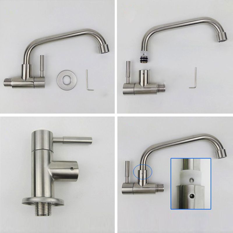 Contemporary Single Handle Kitchen Faucet Metal 1-Hold Bar Faucet with No Sensor