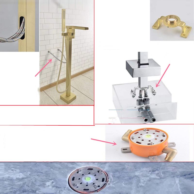 Floor Mounted Metal Freestanding Tub Filler 2 Handles Freestanding Bathtub Faucet
