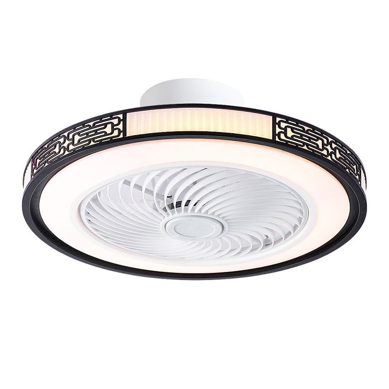 Interior LED Modern Fan Light Fixture Round Acrylic Round Ceiling Fan in Black / Gold