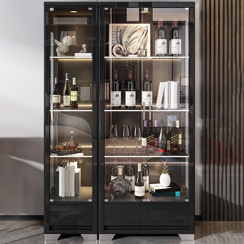 Modern Wood Curio Cabinet Glass Doors Storage Cabinet for Living Room