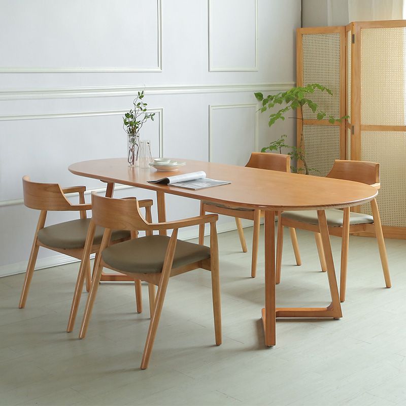 Contemporary Oval Dining Table Solid Wood Dining Table with Sled Base