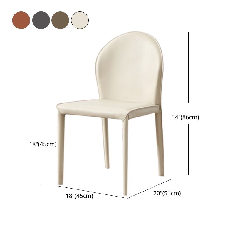 Contemporary Armless Solid Back Chair for Home Leather Dining Side Chair