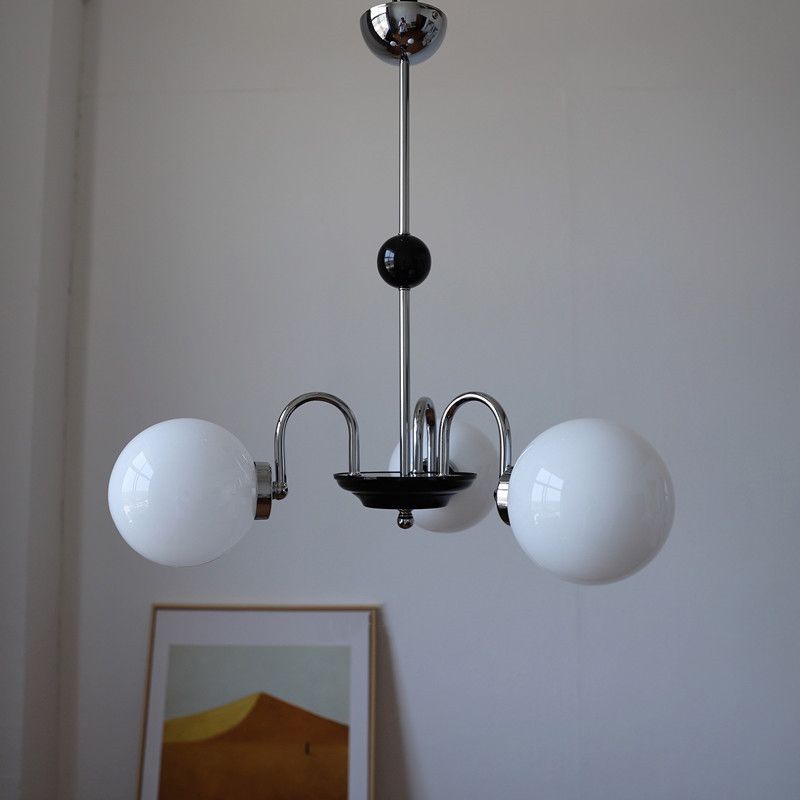 Simple Glass Ball Pendant Lighting Fixture Modern Style Hanging Chandelier for Living Room