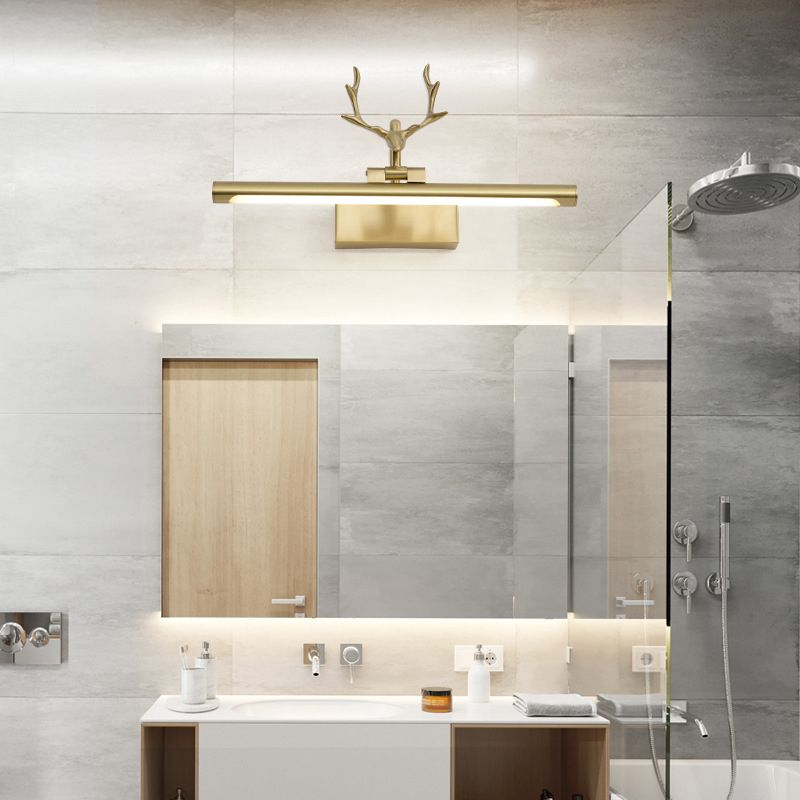 Acrylic LED Vanity Light in Modern Style Metal Linear Wall Light in Gold