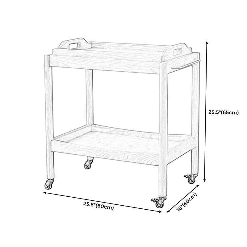 Rectangular Solid Wood Side Table Farmhouse 17" Wide Side Table with Wheels