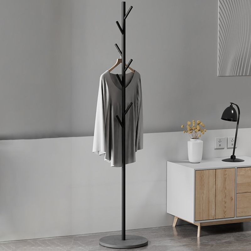 Contemporary Coat Rack Round Marble Bottom Metal Coat Hanger