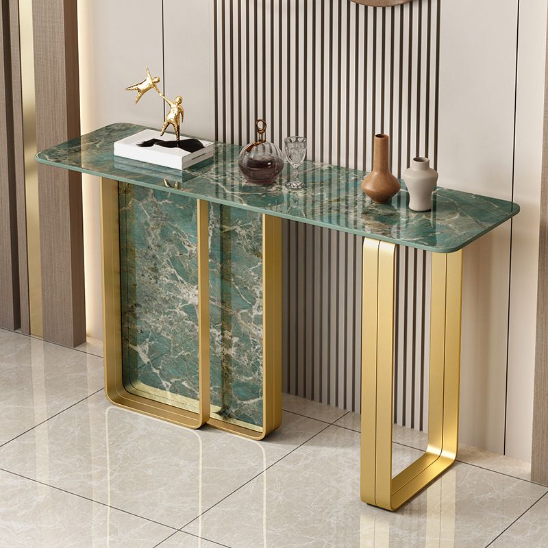 11 Inch Wide Glam Accent Table Stone Rectangle Console Accent Table