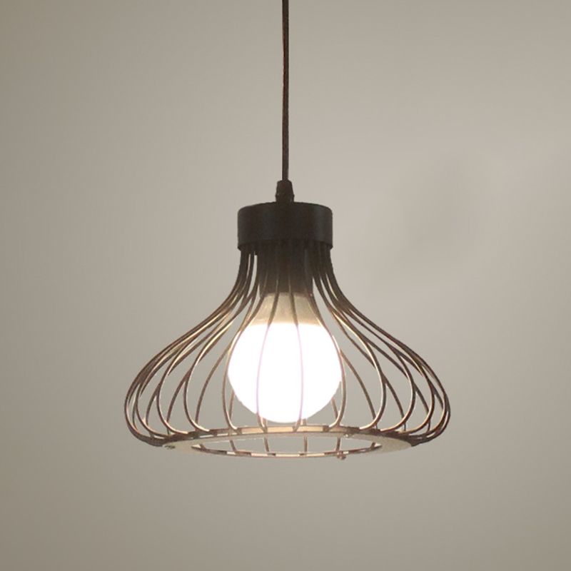 Araña de estilo industrial de hierro forjado retro 1 iluminación de cocina de luz colgante negro claro