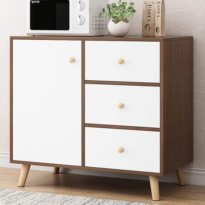 Modern and Contemporary Credenza Wood Server with Cabinets and Drawers