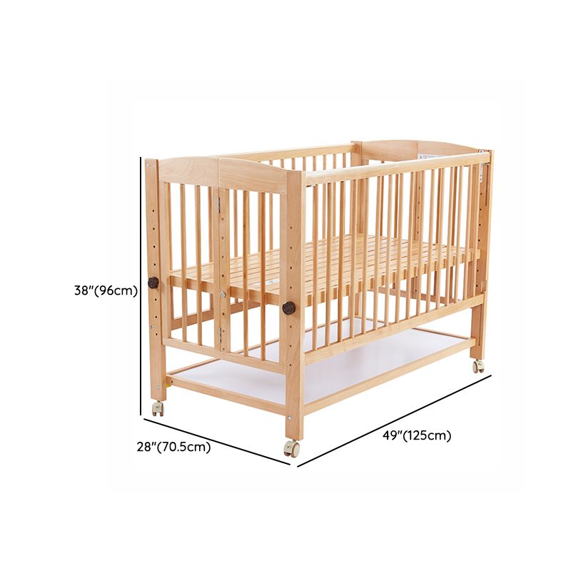 5-in-1 Folding Crib Solid Wood Baby Crib with Mattress and Casters