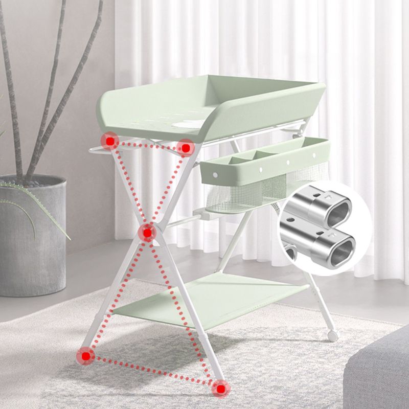 Portable Baby Changing Table Folding Metal Changing Table with Basket